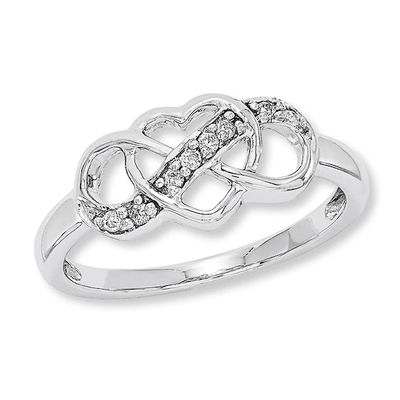 Diamond Accent Infinity with Heart Ring in Sterling Silver
