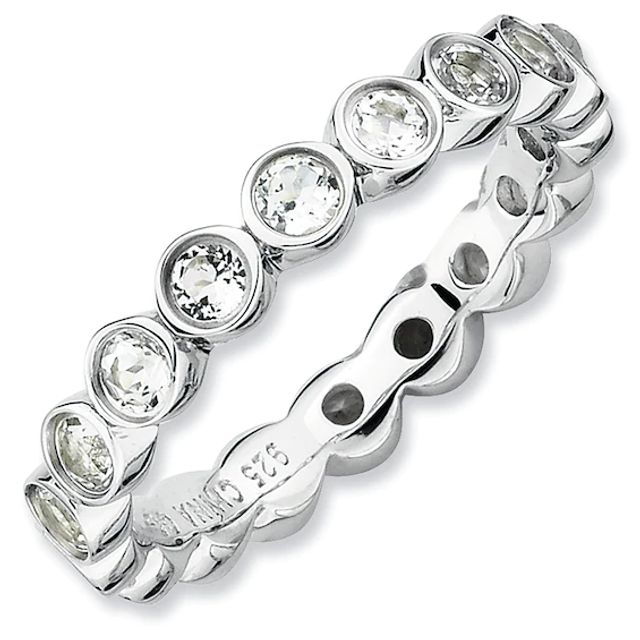 Stackable Expressionsâ¢ Bezel-Set Large White Topaz Eternity Style Ring in Sterling Silver