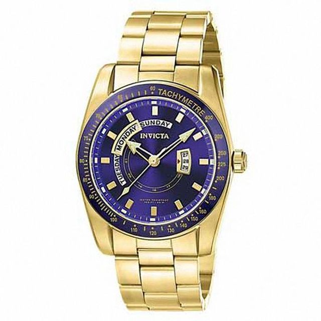 Men's Invicta Specialty Gold-Tone Watch with Blue Dial (Model: 6321)
