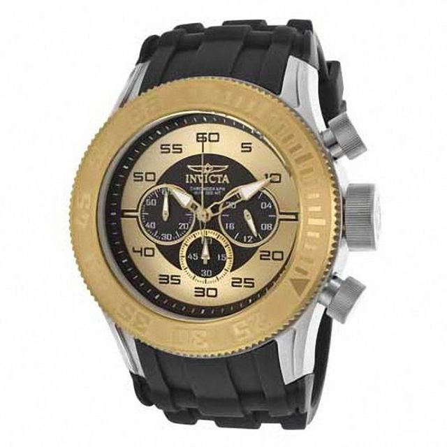 Men's Invicta Pro Diver Chronograph Two-Tone Strap Watch with Black Dial (Model: 14978)