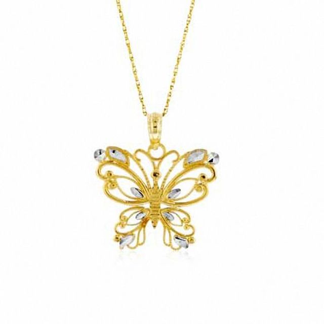 Diamond Accent Butterfly Pendant in 10K White Gold | Zales