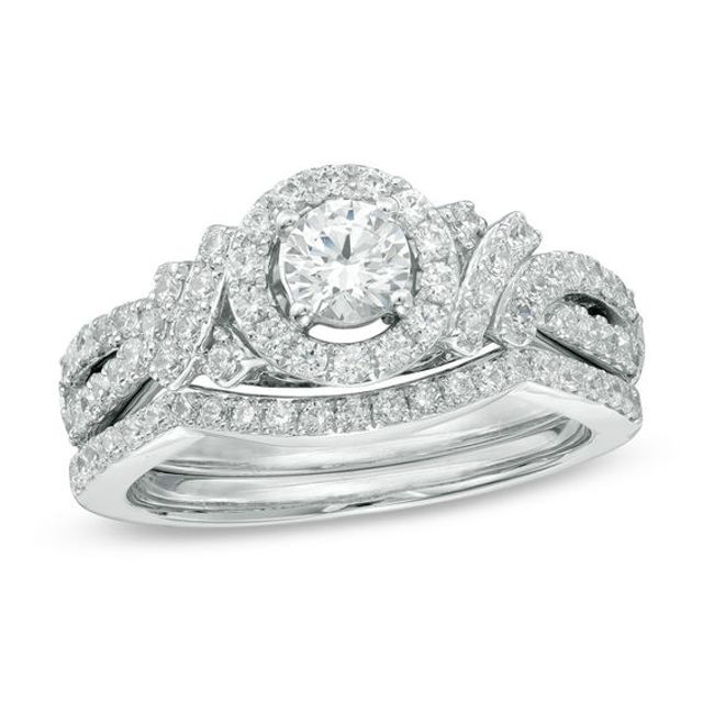 Celebration Ideal 1 CT. T.w. Diamond Frame Bridal Set in 14K White Gold (I/I1)