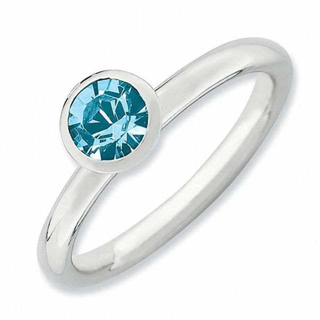 Stackable Expressionsâ¢ Light Blue Crystal March Birthstone Ring in Sterling Silver