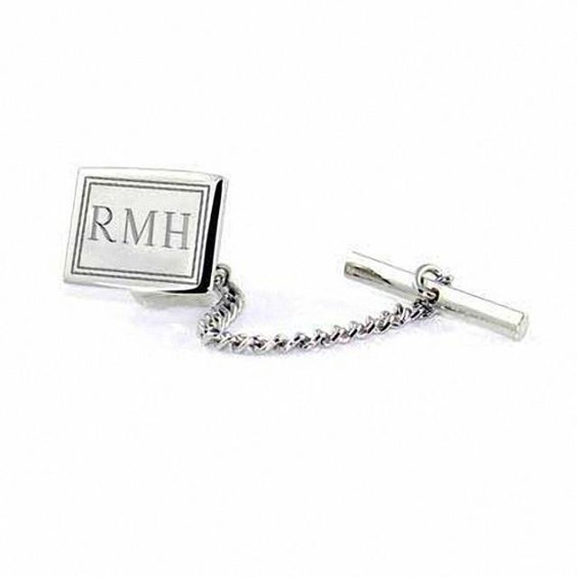 Men's Rectangular Tie Tac in Sterling Silver (1-3 Initials)