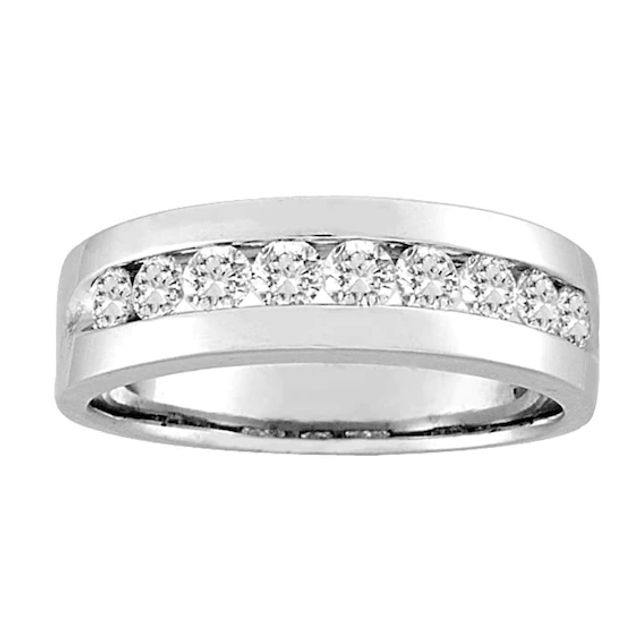 Men's 3/4 CT. T.w. Diamond Wedding Band in 14K White Gold (I/Si2)