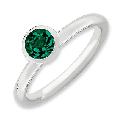 Stackable Expressionsâ¢ Green Crystal May Birthstone Ring Sterling Silver