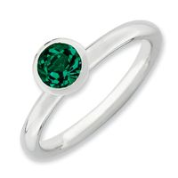 Stackable Expressionsâ¢ Green Crystal May Birthstone Ring in Sterling Silver