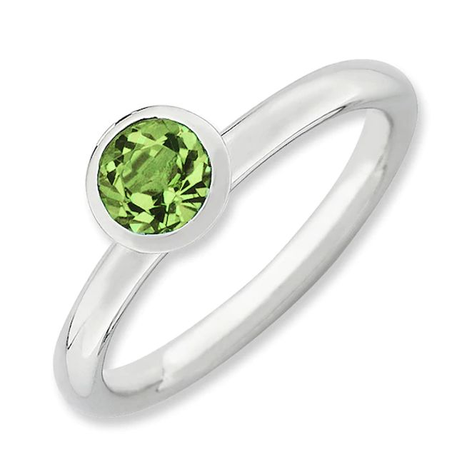 Stackable Expressionsâ¢ Light Green Crystal August Birthstone Ring in Sterling Silver