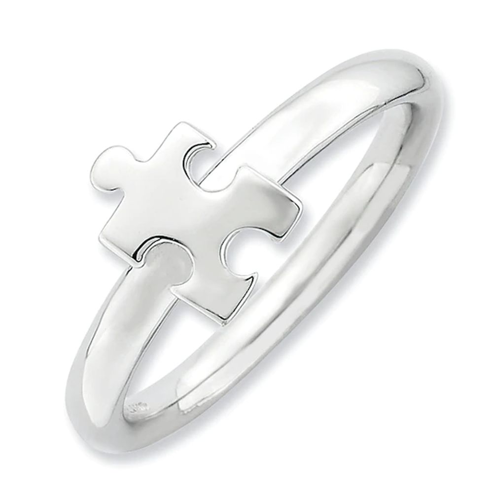 Stackable Expressionsâ¢ Autism Awareness Puzzle Piece Ring in Sterling Silver