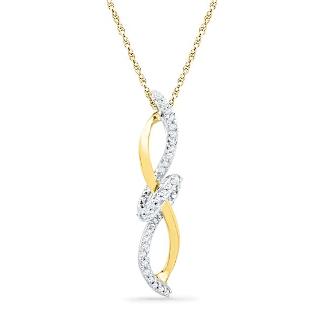 1/10 CT. T.w. Diamond Infinity with Knot Pendant in Sterling Silver and 10K Gold