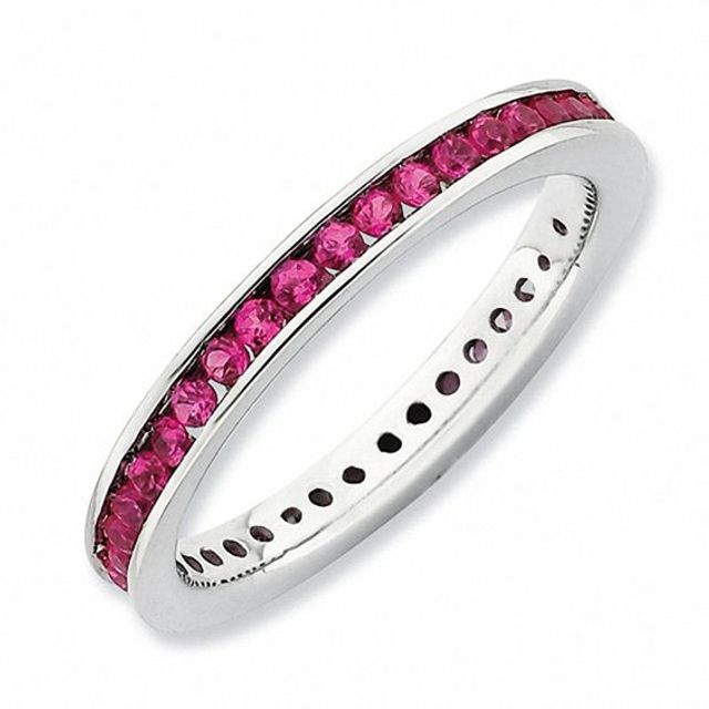 Stackable Expressionsâ¢ Lab-Created Ruby Eternity Band in Sterling Silver