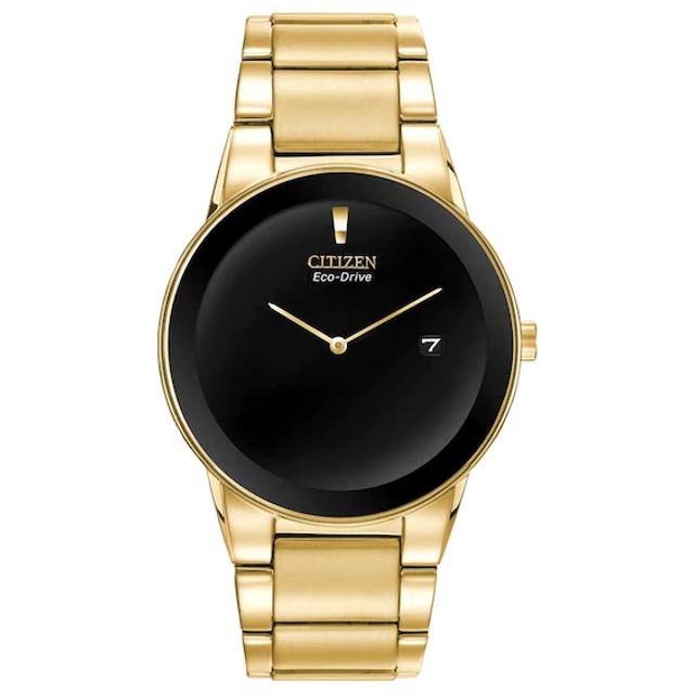 Men's Citizen Eco-DriveÂ® Axiom Gold-Tone Watch with Black Dial (Model: Au1062-56E)