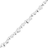Diamond Accent Alternating Heart Bracelet in Sterling Silver - 7.5"