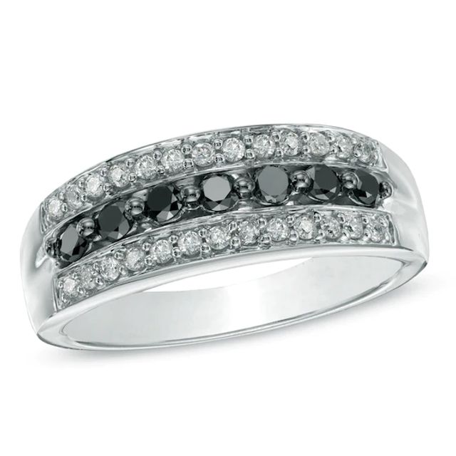 1/2 CT. T.w. Enhanced Black and White Diamond Anniversary Band in 10K White Gold