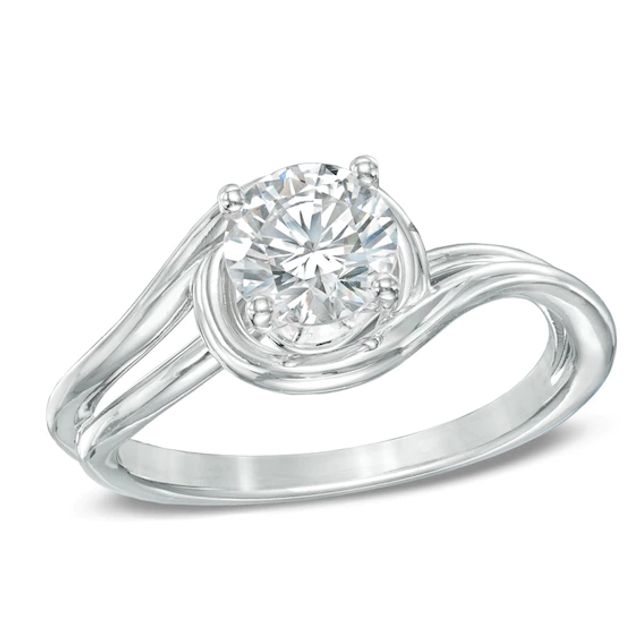 1/2 CT. Diamond Solitaire Swirl Engagement Ring in 14K White Gold
