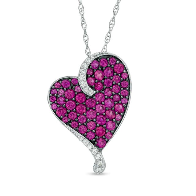 1/10 CT. T.W. Diamond Heart Necklace in Sterling Silver and 18K Rose Gold  Plate - 16