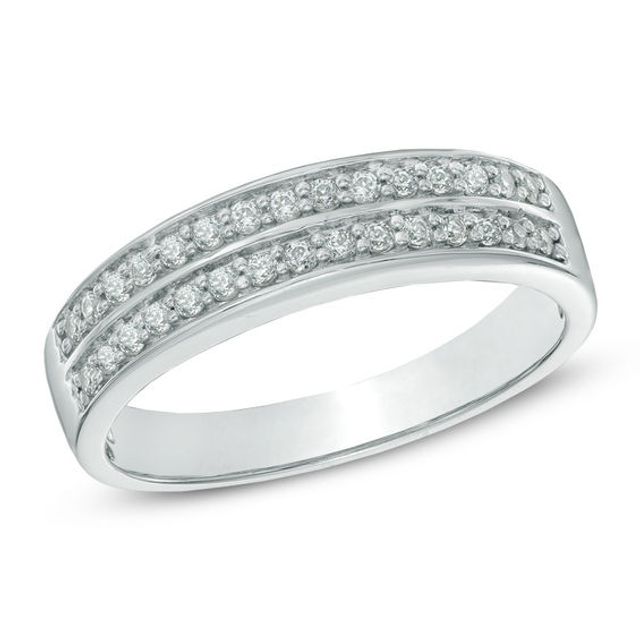 1/4 CT. T.w. Diamond Double Row Band in 10K White Gold