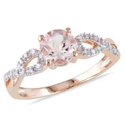 6.0mm Morganite and Diamond Accent Twist Engagement Ring 10K Rose Gold
