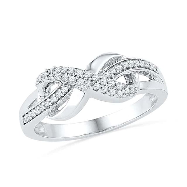 Lab-Created White Sapphire and Diamond Accent Infinity Loop Ring in Sterling Silver