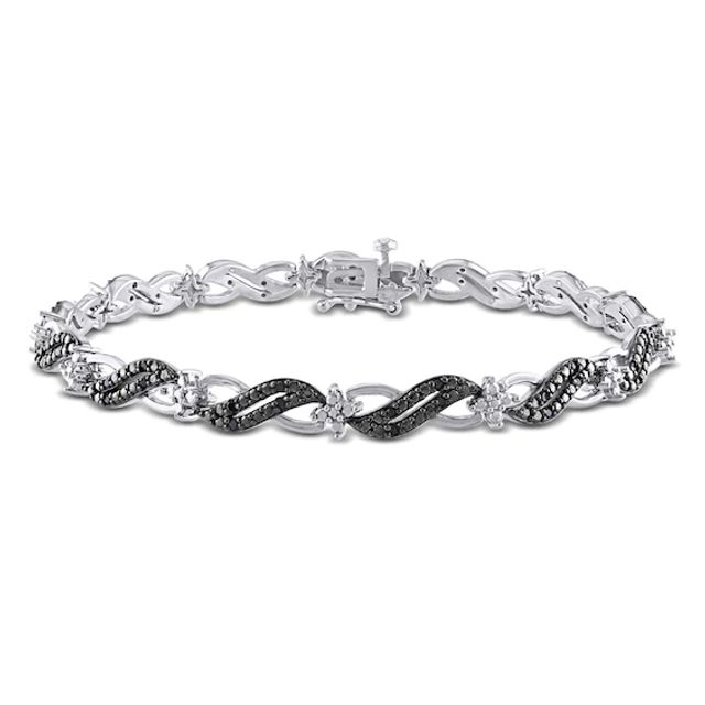 1/4 CT. T.w. Black Diamond Cascading Bracelet in Sterling Silver