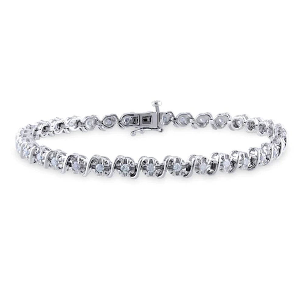 1 CT. T.w. Diamond "S" Tennis Bracelet in Sterling Silver - 7.25"