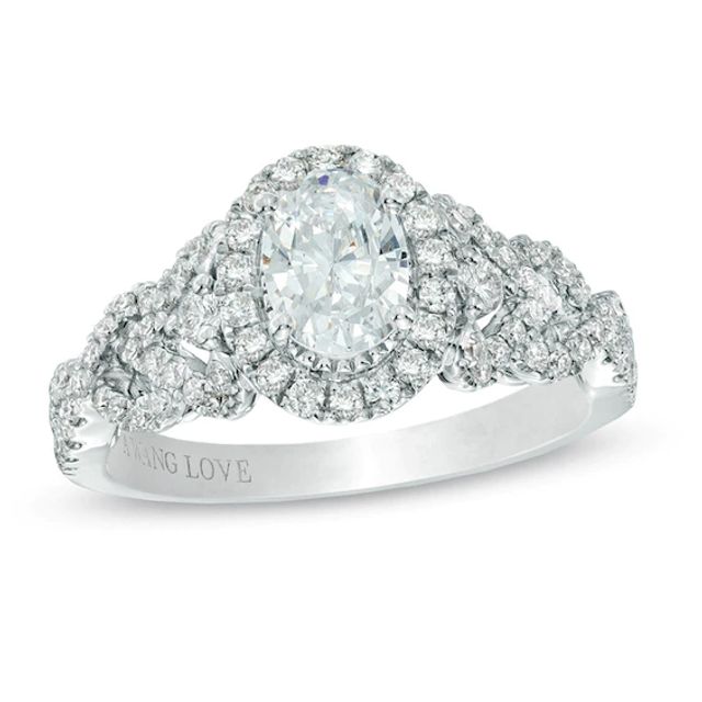 Vera Wang Love Collection 1 CT. T.w. Oval Diamond Frame Engagement Ring in 14K White Gold