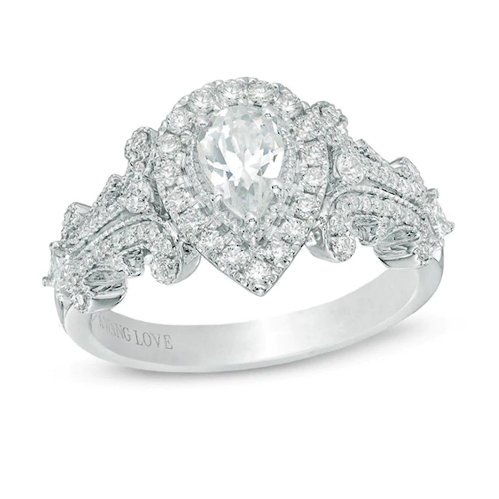 Vera Wang Love Collection 1 CT. T.w. Pear-Shaped Diamond Frame Engagement Ring 14K White Gold