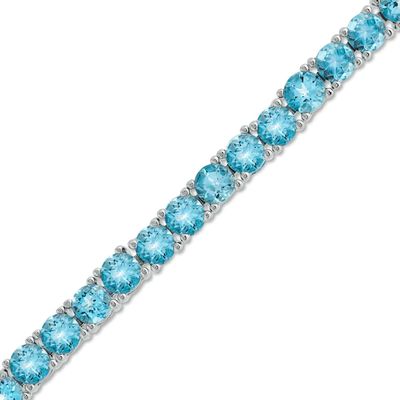 Swiss Blue Topaz Tennis Bracelet in Sterling Silver - 7.25"