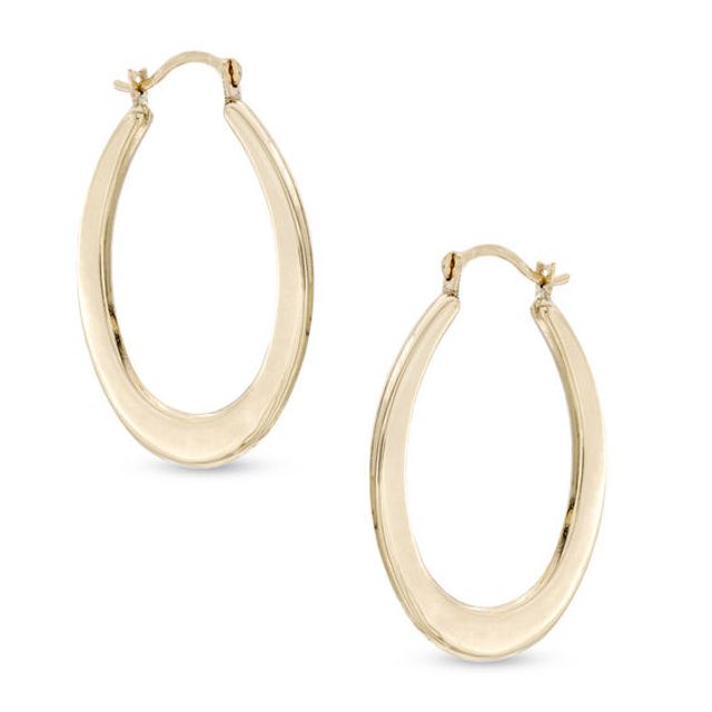 Oval Hoop Earrings in 14K Gold