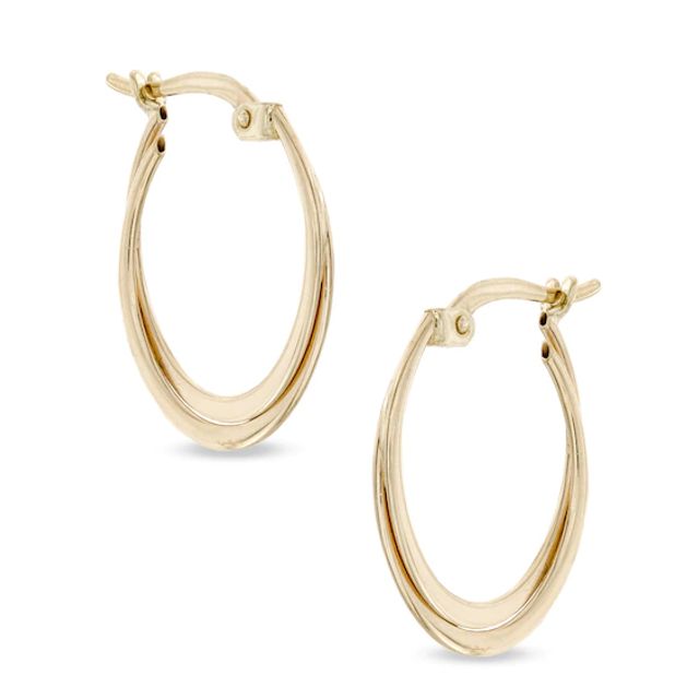 Double Oval Hoop Earrings in 14K Gold