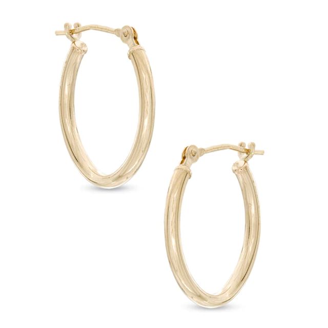 1.8 x 15mm Oval Hoop Earrings in 14K Gold