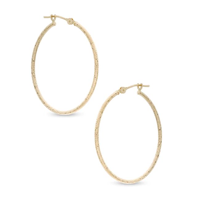 30mm Diamond-Cut Hoop Earrings in 14K Gold