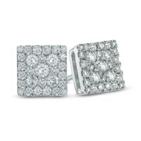 1/2 CT. T.w. Diamond Square Cluster Stud Earrings in 10K White Gold