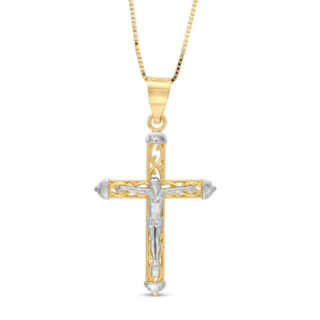 Crucifix Pendant in 10K Two-Tone Gold