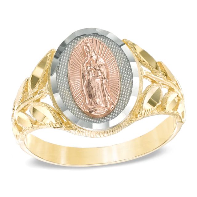 Our Lady of Guadalupe Ring in 10K Tri-Tone Gold