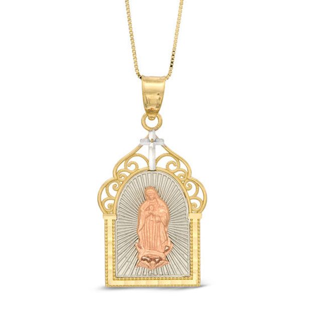 Our Lady of Guadalupe Pendant in 10K Tri-Tone Gold