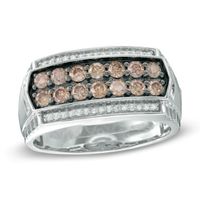Men's 1 CT. T.w. Champagne and White Diamond Ring in 10K White Gold