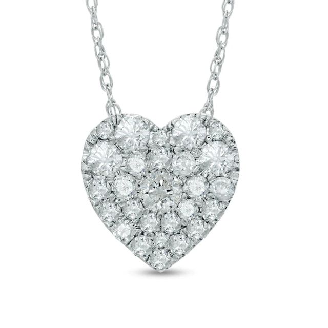 1/2 CT. T.w. Heart-Shaped Multi-Diamond Pendant in 10K White Gold