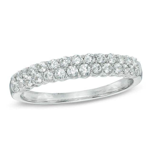 1/2 CT. T.w. Diamond Two Row Band in 14K White Gold