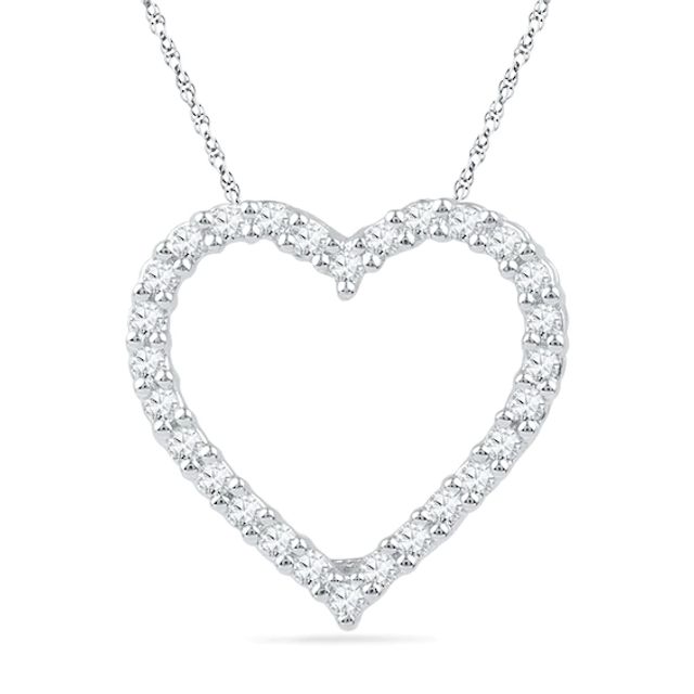 1/4 CT. T.w. Diamond Lined Heart Pendant in 10K White Gold
