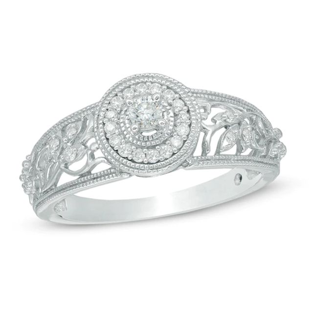 Cherished Promise Collectionâ¢ 1/8 CT. T.w. Diamond Vine Frame Promise Ring in 10K White Gold