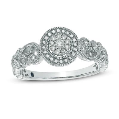 Cherished Promise Collectionâ¢ 1/10 CT. T.w. Diamond Scroll Promise Ring in Sterling Silver