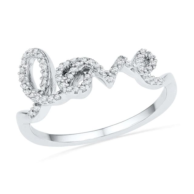 1/6 CT. T.w. Diamond Cursive "love" Ring in Sterling Silver