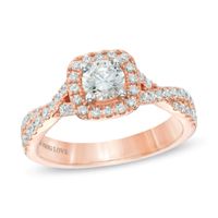 Vera Wang Love Collection 1 CT. T.w. Diamond Square Frame Engagement Ring in 14K Rose Gold