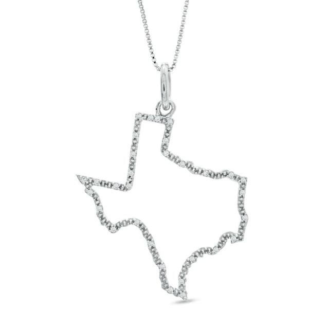 Diamond Accent State of Texas Outline Pendant in Sterling Silver