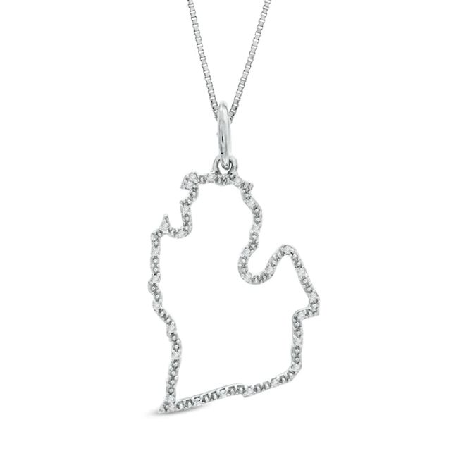 Diamond Accent State of Michigan Outline Pendant in Sterling Silver