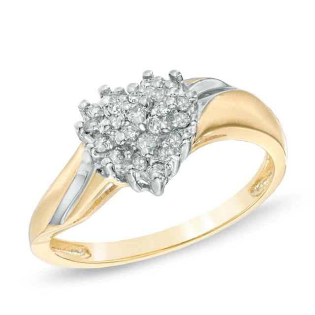 1/5 CT. T.w. Diamond Heart Cluster Ring in 10K Gold