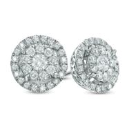 1/2 CT. T.w. Multi-Diamond Double Frame Stud Earrings in 10K White Gold