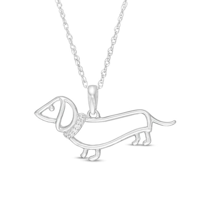 Diamond Accent Dachshund Pendant in Sterling Silver