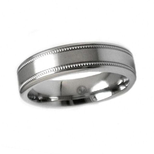 Edward Mirell Men's 6.0mm Milgrain Wedding Band in Titanium